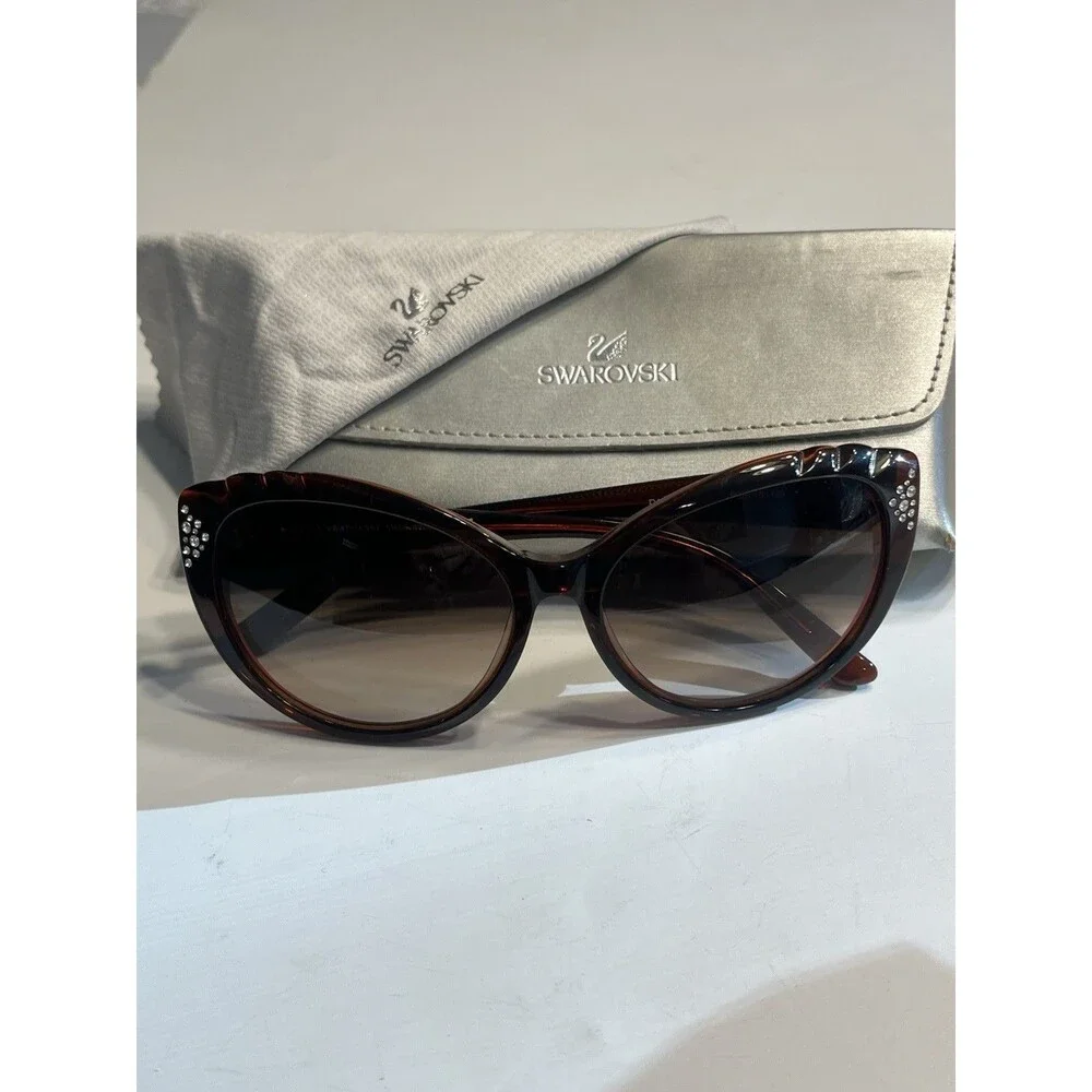 SWAROVSKI Daisy Crystals Brown Frame Sunglasses SW55 45F 58-15 135